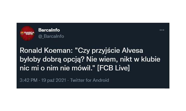 Tak Koeman skomentował pogłoski o przyjściu Alvesa... :D